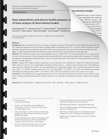 Knee osteoarthritis and adverse health outcomes: an umbrella review of meta‐analyses of observational studies