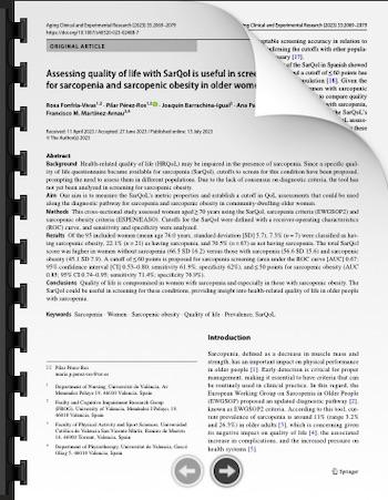 Assessing quality of life with SarQol is useful in screening for sarcopenia and sarcopenic obesity in older women