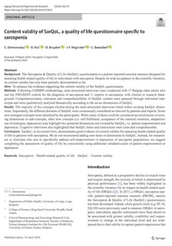 Content validity of SarQoL, a quality of life questionnaire specific to sarcopenia