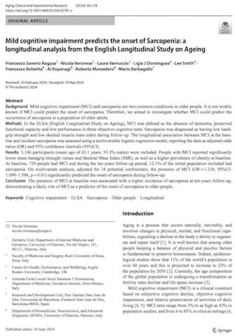 Mild cognitive impairment predicts the onset of Sarcopenia: a longitudinal analysis from the English Longitudinal Study on Ageing